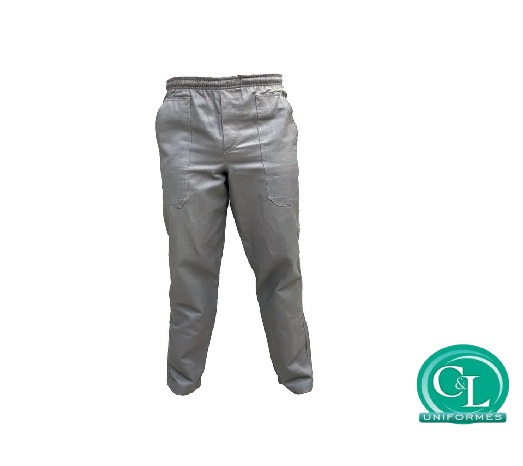 Calça em Brim Operacional Reforçada Cinza Com Elástico Total