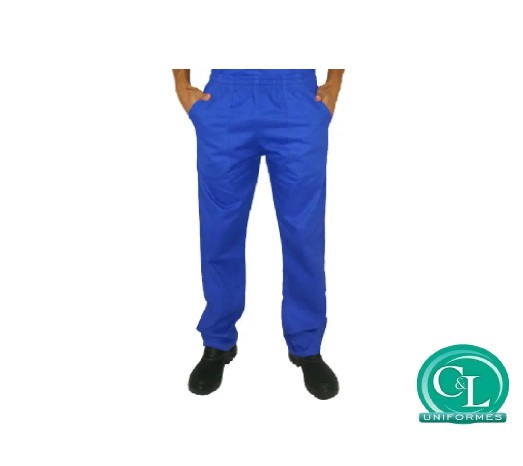 Calça em Brim Operacional Reforçada Azul Royal Com Elástico Total