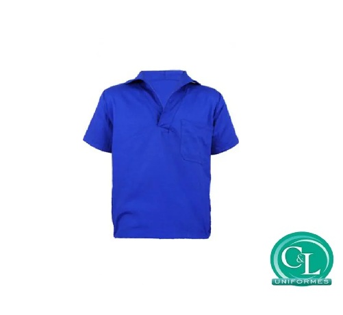 Camisa Brim Gola Italiana Manga Curta Azul Royal sem Refletivo