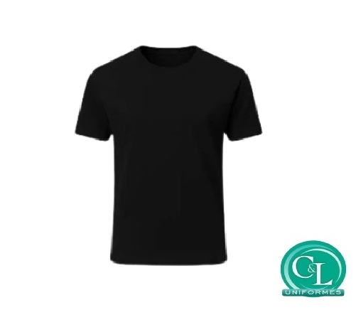 Camiseta Gola Careca na Malha 100% Algodão Manga Curta Preta