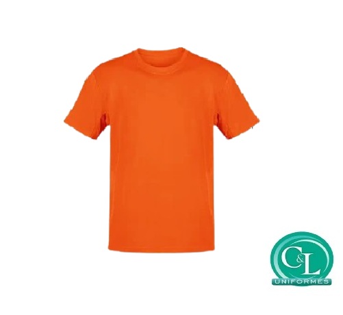 Camiseta Gola Careca na Malha 100% Algodão Manga Curta Laranja