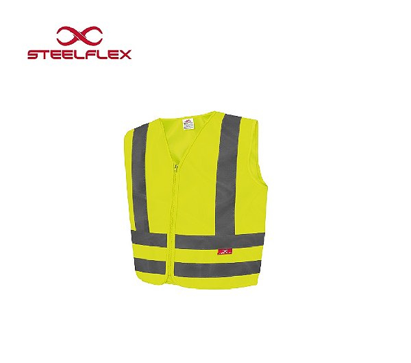 Colete de Sinalização Refletivo sem Bolso Amarelo/Verde Com Ziper - SteelFlex