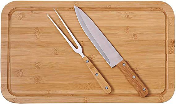 Conjunto Churrasco Bamboo Tábua Retangular 30cm x 50cm