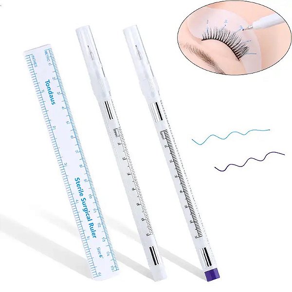Caneta de marcação com régua para cílios