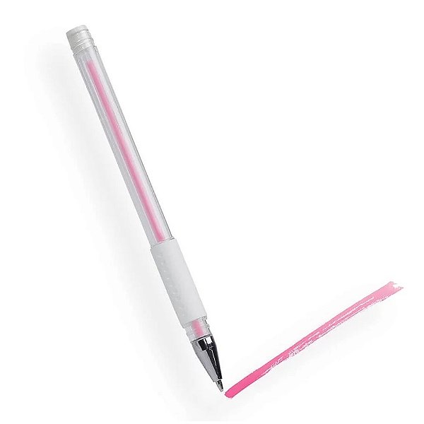 Caneta em gel rosa para marcação de sobrancelhas