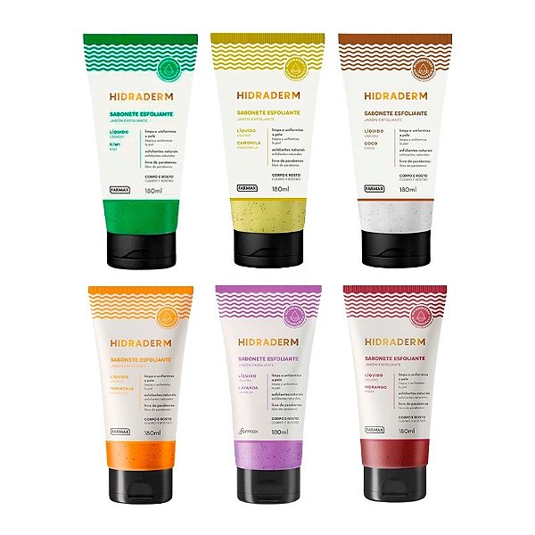 Hidraderm Farmax sabonete líquido esfoliante corporal e facial 180ml