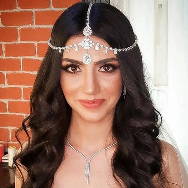 Colar de cabelo com cristal