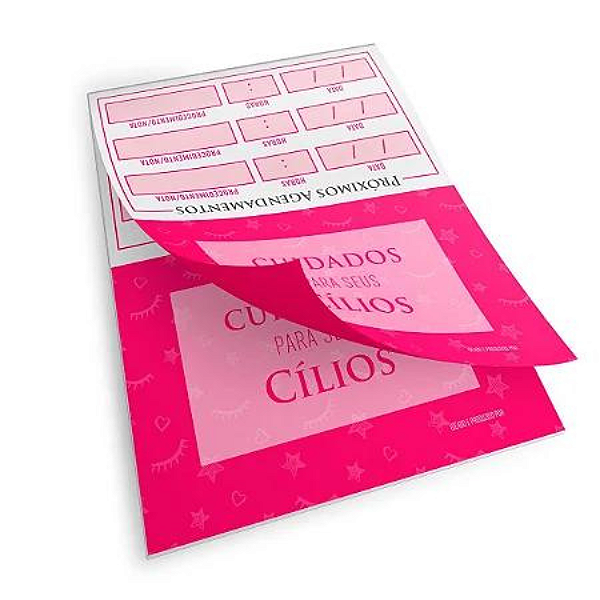 Bloco de cuidados e  Reagendamentos Extensão e Lash lifting de cílios