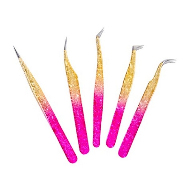 Pinças de cílios rosa gradiente