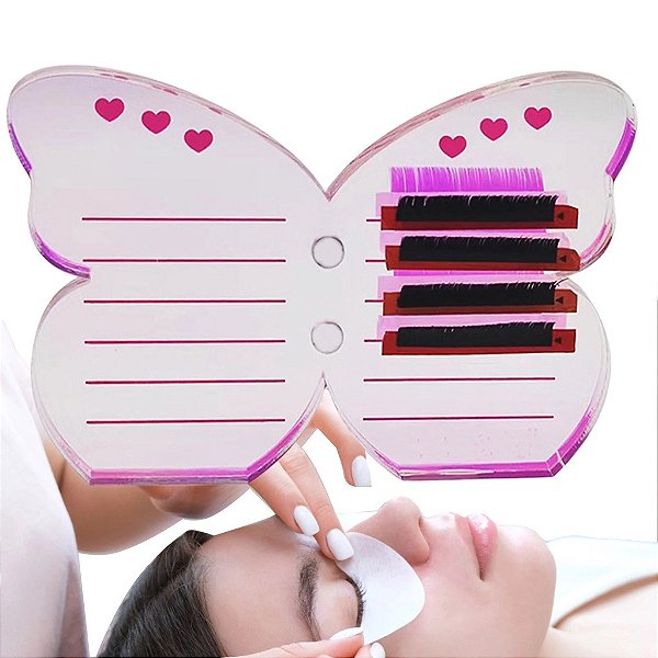 Placa e suporte para cílios e pinças formato borboleta
