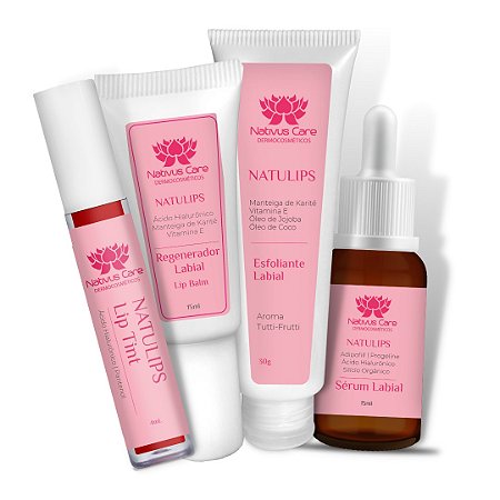 Kit Natulips Com Regenerador + Lip tint + Esfoliante e serum
