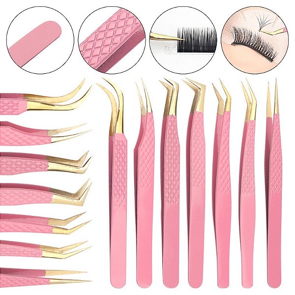 Pinça rosa com ponta dourada