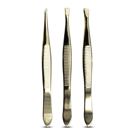 kit com 3 pincas de sobrancelhas