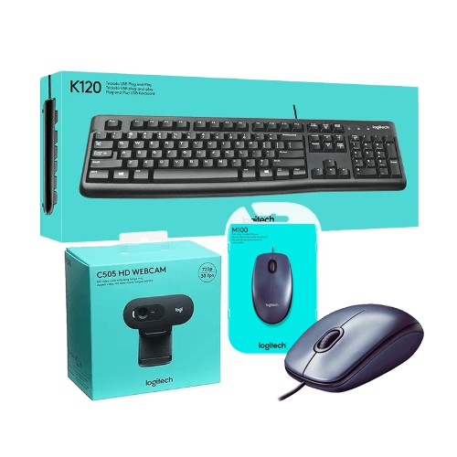 Kit Logitech - Teclado K120 + Mouse M100 + Webcam C505 HD