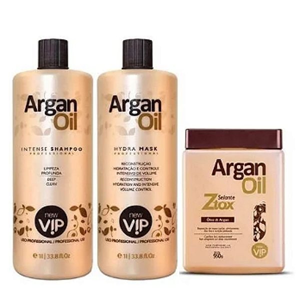 Kit Progressiva New Vip Argan Oil Ztox Selante 950g