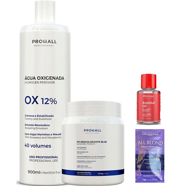 Prohall Água Oxigenada OX 40 Vol Pó Descolorante Blue 9