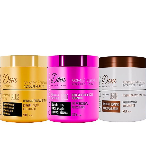 Kit Cronograma Capilar Profissional Dom Cosmeticos 500g