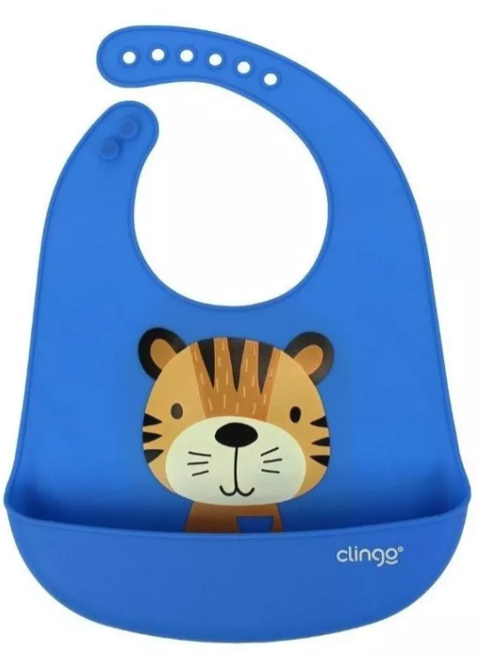 Babador de Silicone com Bolso Coletor Tigre