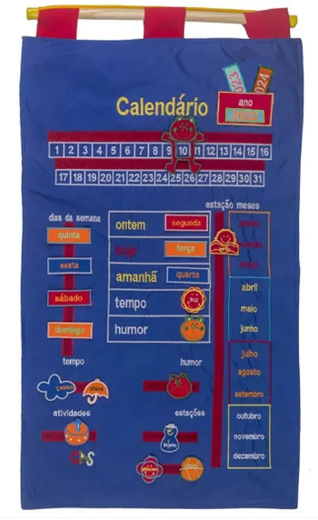 Calendário Bordado Português Azul