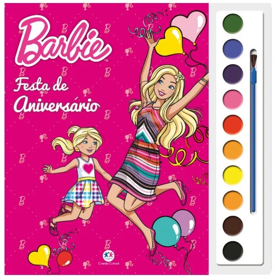 Livro com Aquarela - Barbie - Festa de Aniversário