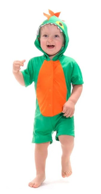 Fantasia Dinossauro Verde e Laranja - Bebê - M