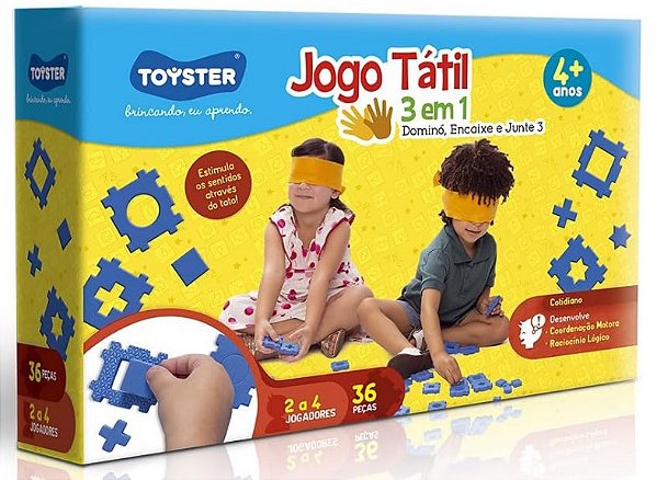 Jogo Tátil 3 em 1 - Dominó, Encaixe e Junte 3