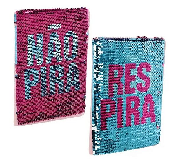 Caderno Escolar Lantejoulas Respira