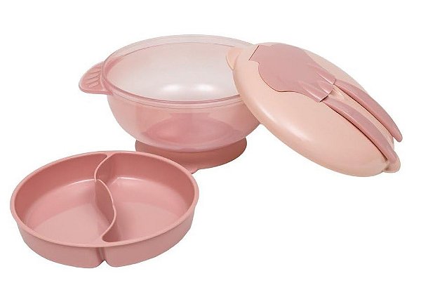 Kit de Refeição com Compartimento Rosa