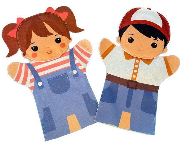 Kit Fantoches Menino e Menina Brancos