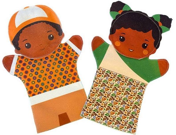 Kit Fantoches Menino e Menina Pretos