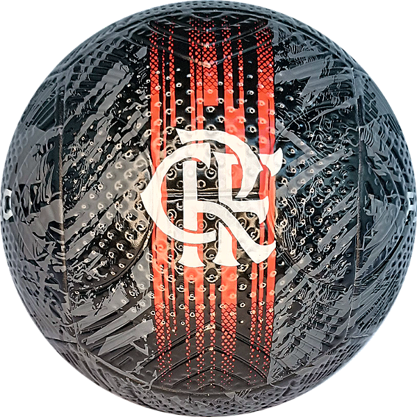 Bola de Futebol PVC/PU Número 5 Preta/Vermelha Flamengo