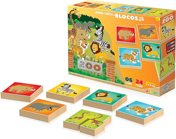 Quebra Cabeça em Blocos de Madeira - ZOO