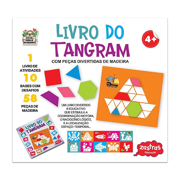 Livro do Tangran com Peças de Madeira