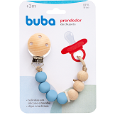 Prendedor de Chupeta Silicone e Bambu Azul