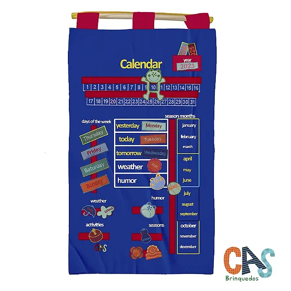 Calendário Bordado Inglês Azul