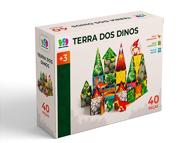 Blocos Magneticos Terra dos Dinos 40 Pecas