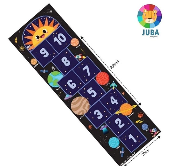 Tapete Amarelinha Gigante Aprendendo o Sistema Solar