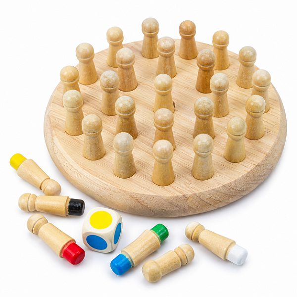 Jogo da Memória em Madeira Pinos Coloridos Infantil