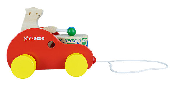 Carrinho de Puxar Urso Com Tambor