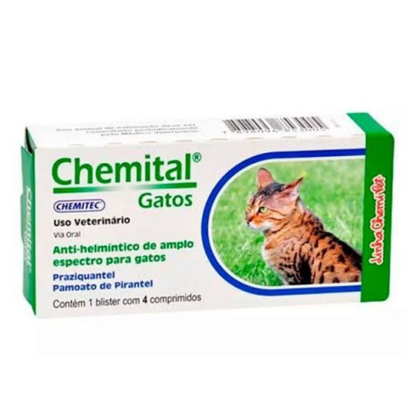 VERMÍFUGO CHEMITAL PARA GATOS - 4 COMPRIMIDOS