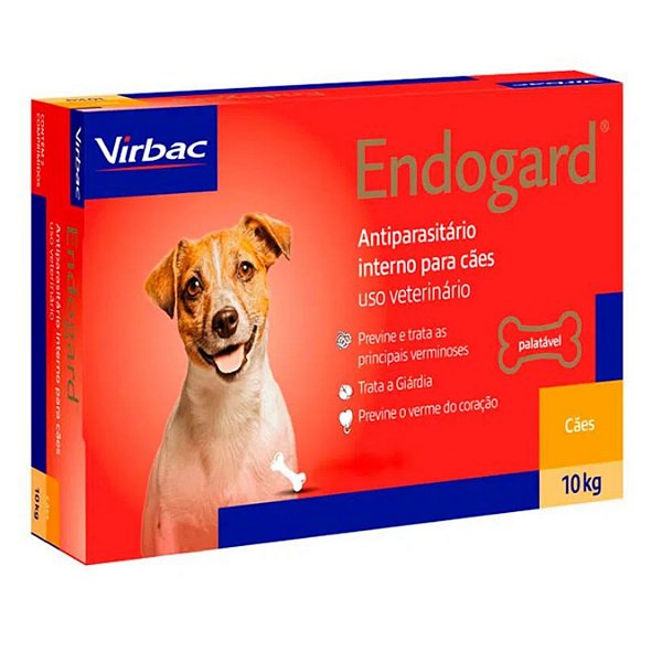 VERMÍFUGO ENDOGARD PARA CÃES ATÉ 10KG - 6 COMPRIMIDOS