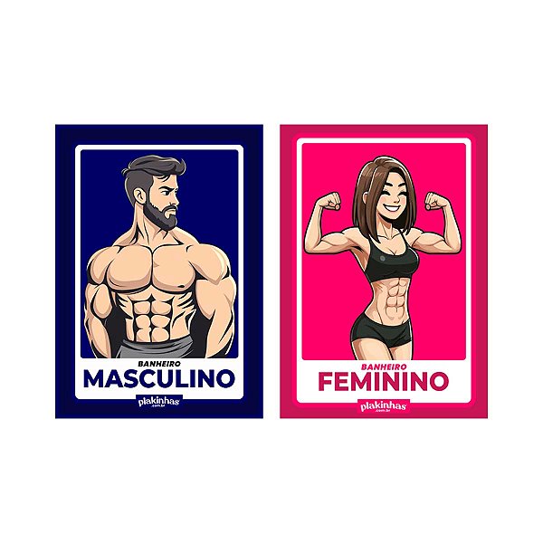 Placas de Sinalização Para Banheiro Masculino E Feminino Academia CrossFit