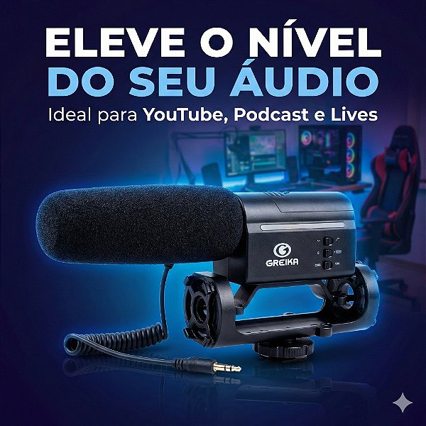 Microfone Direcional Condensador Gk-sm10 Para Câmeras Dslr Preto