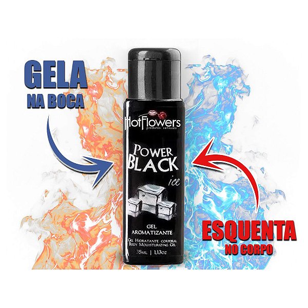 GEL AROMATIZANTE POWER BLACK ICE HALLS ESQUENTA OU ESFRIA 35ML HOT FLOWERS