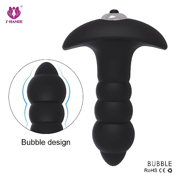 PLUG ANAL DE SILICONE COM VIBRADOR SOFT BUBBLE S HANDE