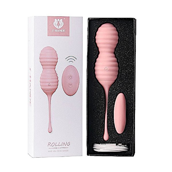 Pompoarismo bolinha tailandesa com vibro Recarregavel s-hande rolling rosa
