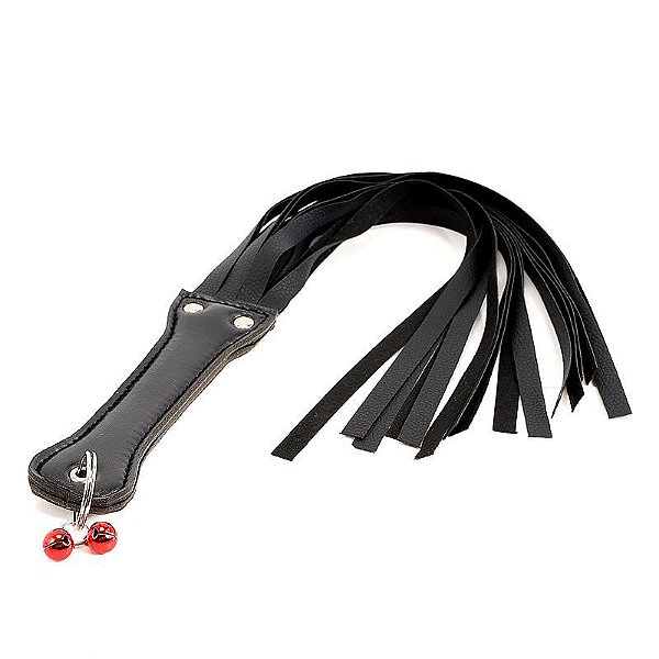 CHICOTE EROTICO PRETO EM TIRAS DE COURO SINTETICO BDSM SADO