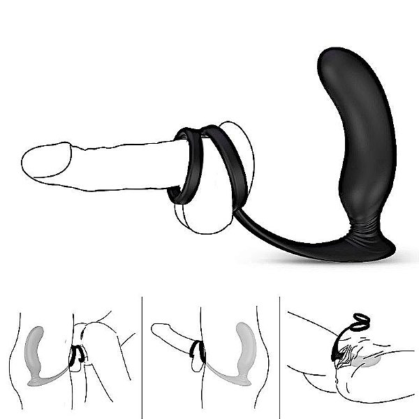 estimulador de prostata com vibrador e anel peniano Lanco Sex Hande