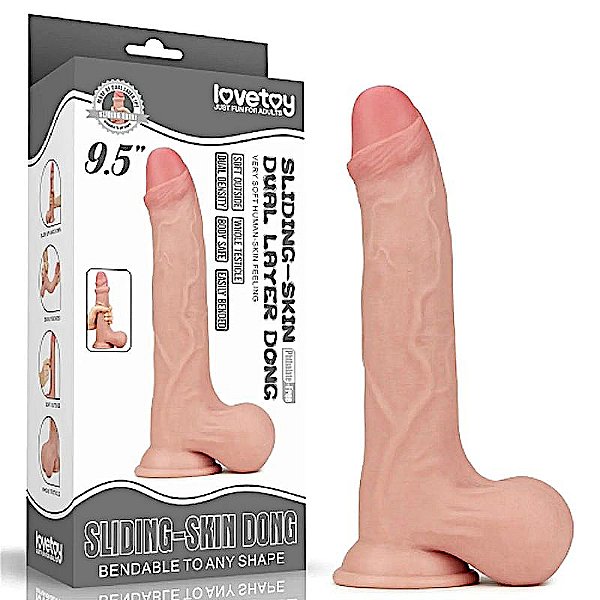 Prótese Peniana Realística Cyberskin 24,5cm x 4,5cm com Ventosa – Lovetoy