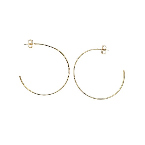 BRINCO MEIA ARGOLA FINA 5CM - TARRAXA SEMIJOIA COM BANHO DE OURO 18K